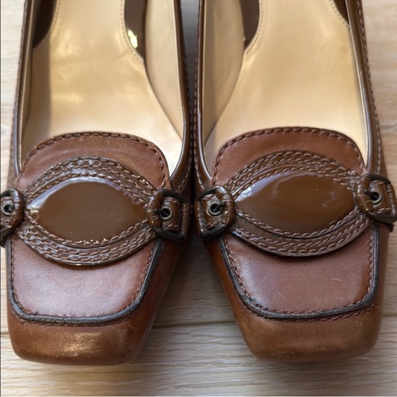 Cole Haan Brown Leather Pumps Brown Buckle Kitten Heel Women Shoes - Picture 16 of 16
